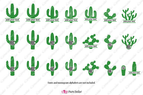 Cactus Monogram SVG in Objects - product preview 3