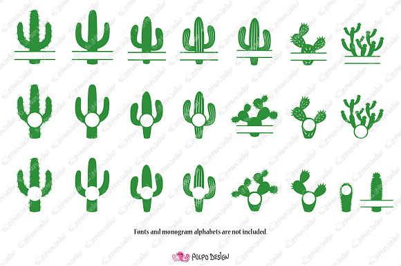 Cactus Monogram SVG in Objects - product preview 4