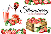 Strawberry. Watercolor collection