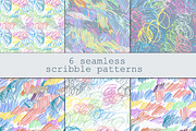 Set of 6 scribble seamless patterns