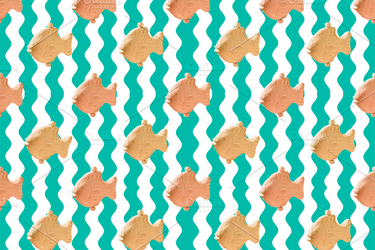 Fishes Motif Seamless Pattern in Illustrations - product preview 8