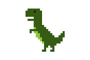 Cute Pixel Dinosaur Isolated on White Background