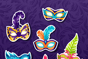 Carnival masks stickers.