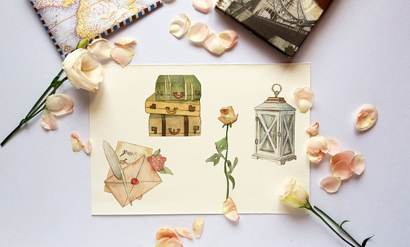 Vintage Watercolor Clipart in Illustrations - product preview 5