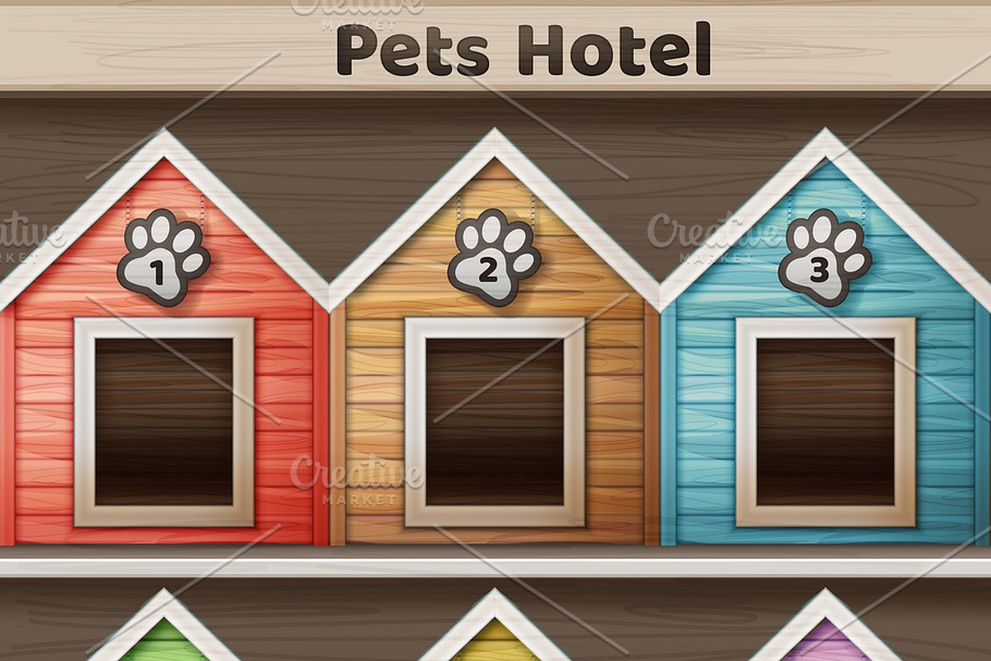 Hotel for pets, colored doghouse