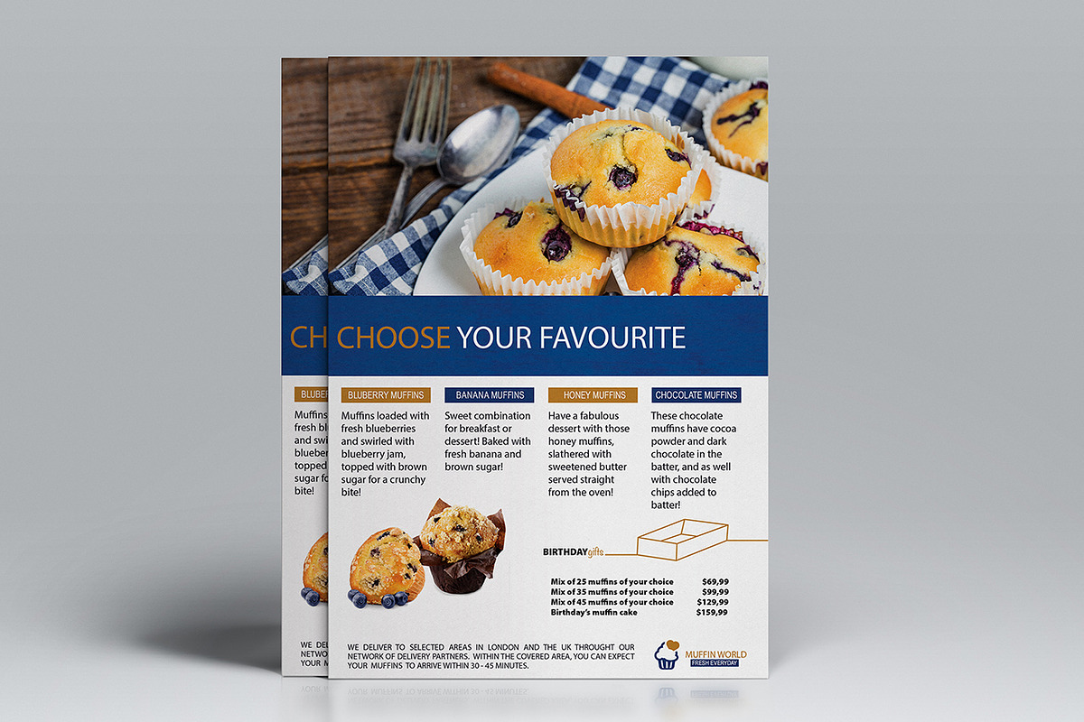 Muffin World A5 Flyer Template  in Flyer Templates - product preview 8