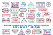 Ireland passport visa stamps set