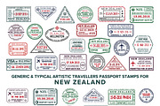 New Zealand passport visa stamps set