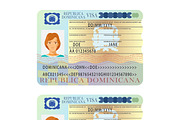 Dominicana visa sticker flat style