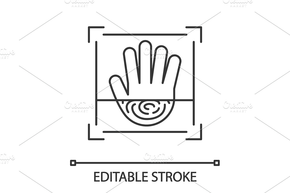 Biometric hand scanning linear icon in Graphics - product preview 8