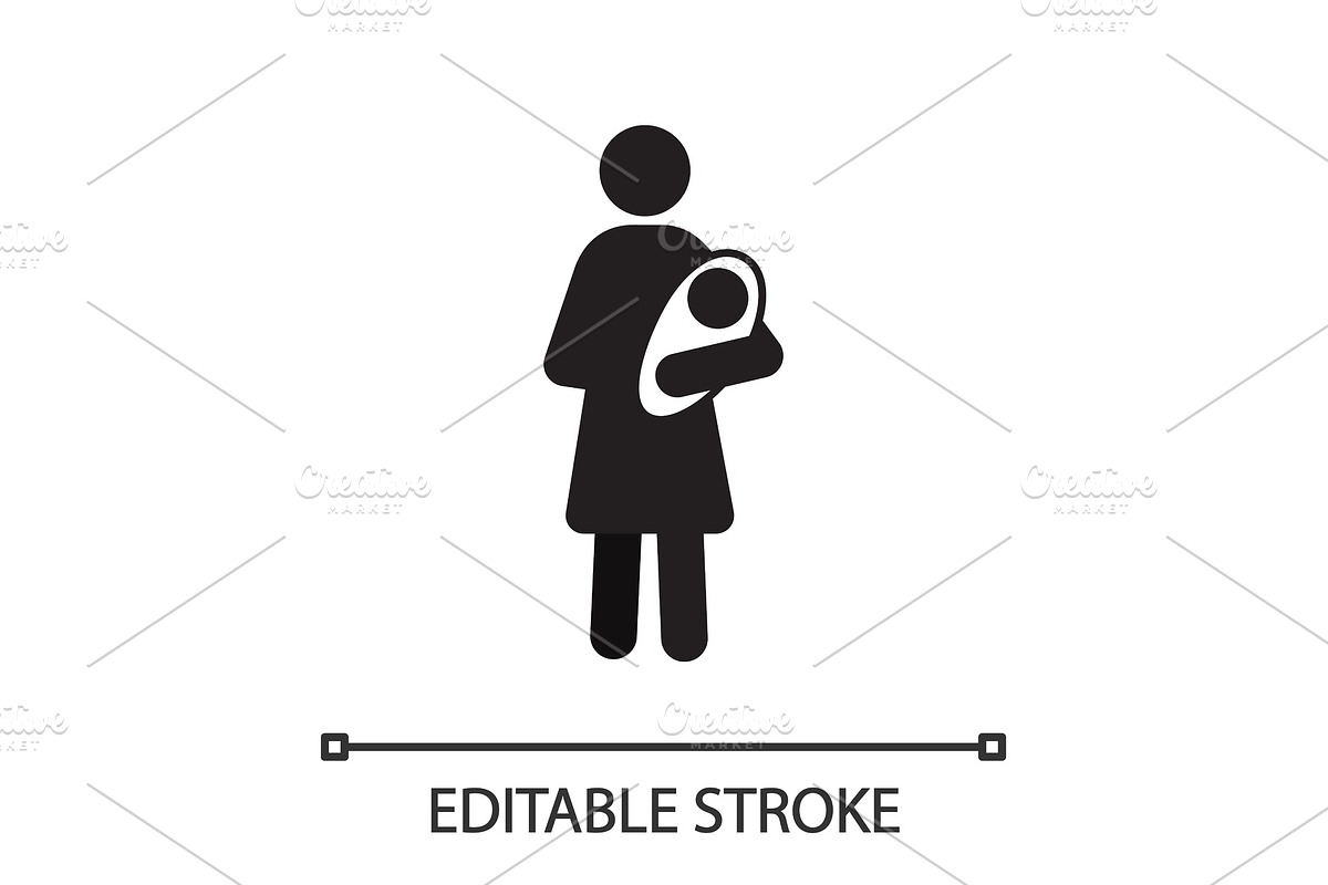 Mother with newborn baby silhouette in Graphics - product preview 8