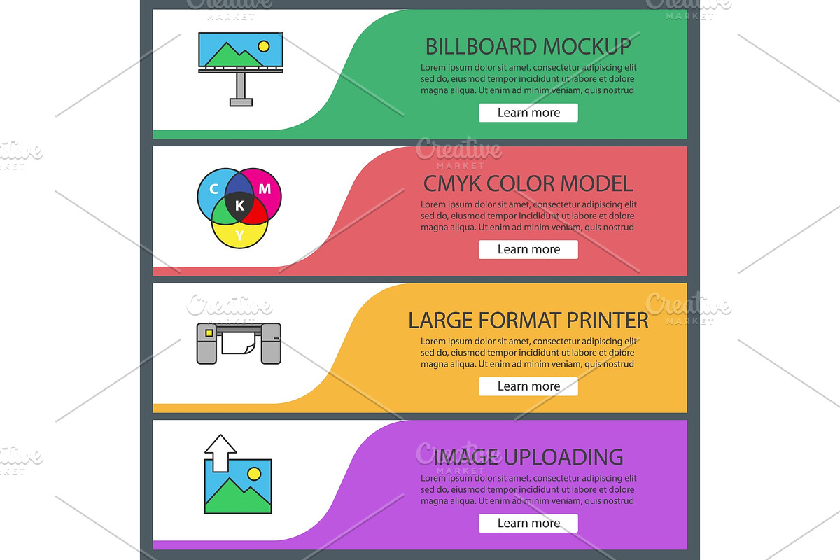 Printing web banner templates set in Print Mockups - product preview 8