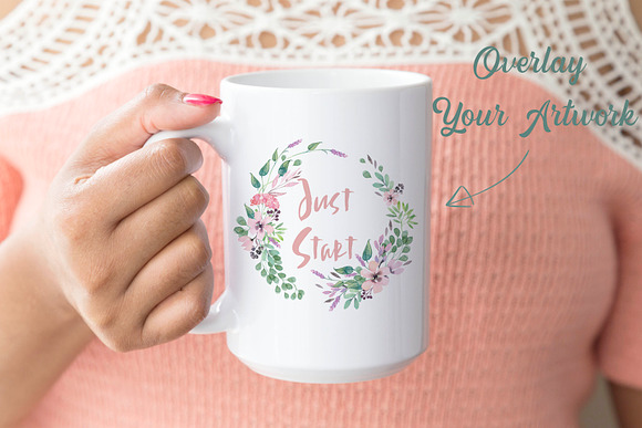 Woman holding 15oz Mug Mockup in Product Mockups - product preview 2
