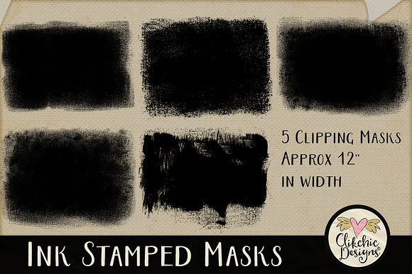 Ink Stamped Photo Clipping Masks in Photoshop Shapes - product preview 1
