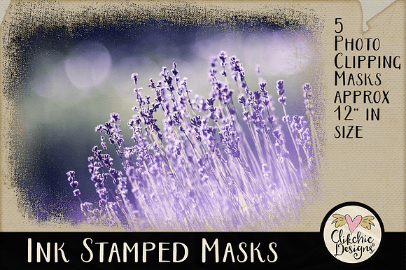 Ink Stamped Photo Clipping Masks in Photoshop Shapes - product preview 2