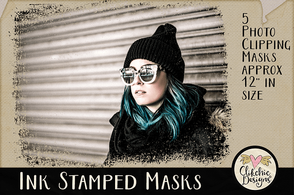 Ink Stamped Photo Clipping Masks in Photoshop Shapes - product preview 3