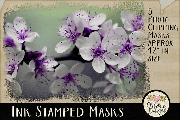 Ink Stamped Photo Clipping Masks in Photoshop Shapes - product preview 4