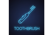 Electric toothbrush neon light icon