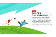 Soccer players . Championship . Fool color vector illustration in flat style isolated on white background. Poster banner print