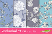 Cold Colors Set - Floral Patterns