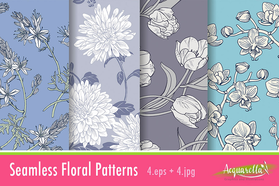 Cold Colors Set - Floral Patterns in Patterns - product preview 8