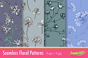 Cold Colors Set2 - Floral Patterns