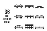 Collection of 36 bridges flat icons