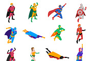 Powerful superhero isometric icons