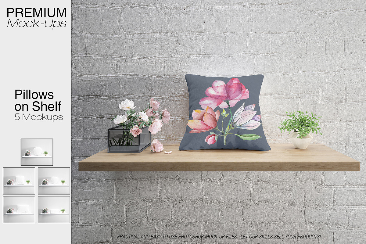Pillows on Shelves Set - Many Types in Product Mockups - product preview 8