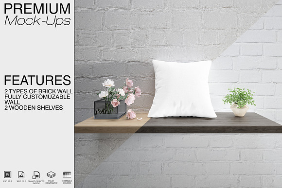 Pillows on Shelves Set - Many Types in Product Mockups - product preview 2