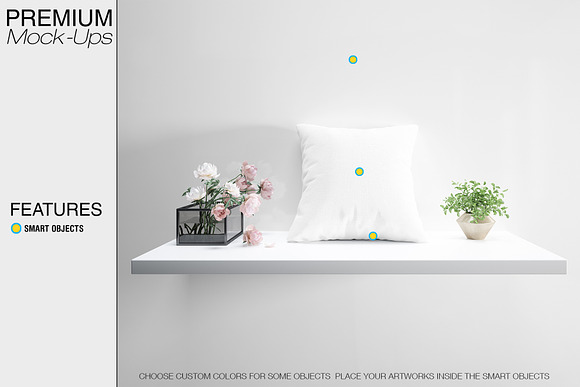 Pillows on Shelves Set - Many Types in Product Mockups - product preview 3