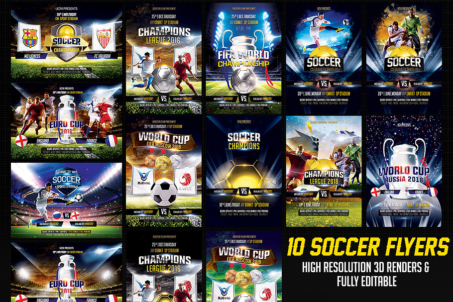 Soccer Flyers Bundle 10 in 1 in Flyer Templates - product preview 8
