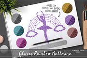 Glitter Rainbow Ballerina Clipart