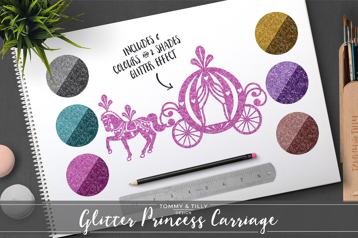 Glitter Princess Carriage Clipart in Illustrations - product preview 8