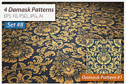 4 Seamless Damask Patterns Set#8