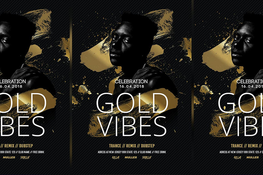 Gold Vibes Flyer Templates