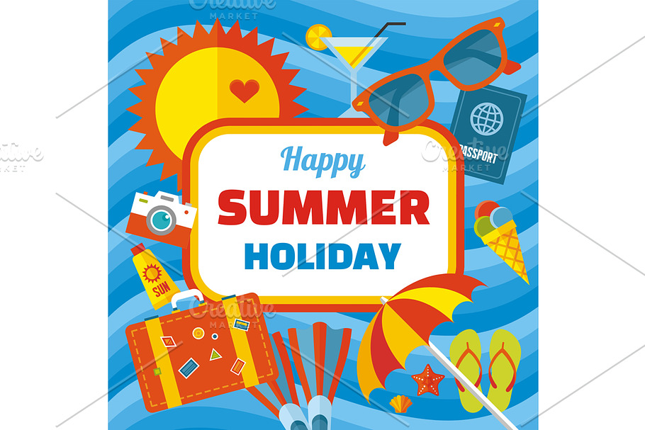 Happy Summer Holiday Vector Banner CustomDesigned