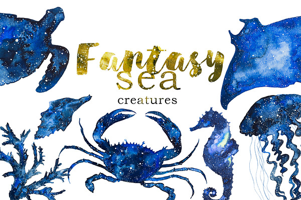 Watercolor Sea Creatures Clipart