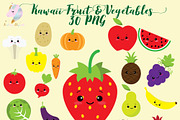 Kawaii Fruit & Vegetables Clipart