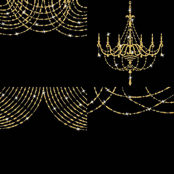 Gold Glitter String of Lights Clipar in Illustrations - product preview 1