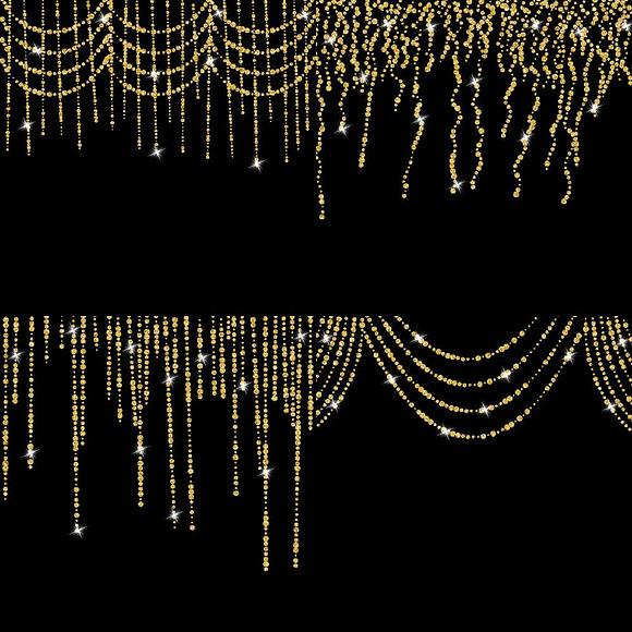 Gold Glitter String of Lights Clipar in Illustrations - product preview 2