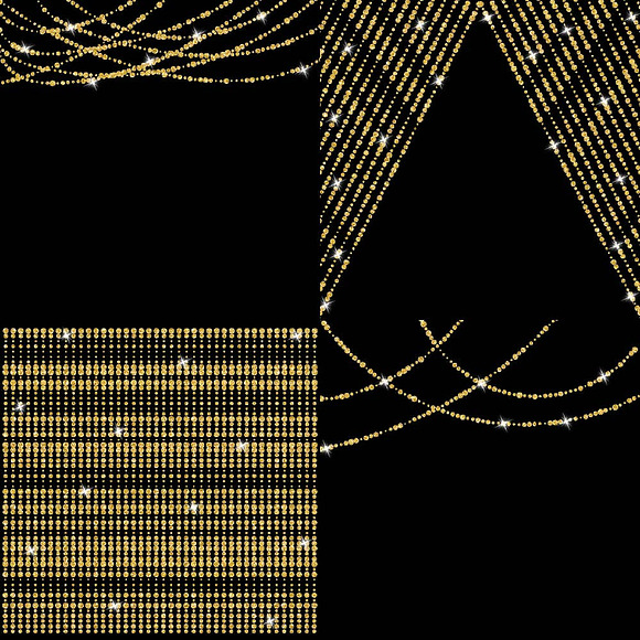 Gold Glitter String of Lights Clipar in Illustrations - product preview 3