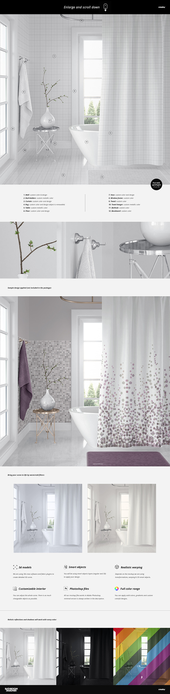 Bath Curtain Mockup 2 in Product Mockups - product preview 2