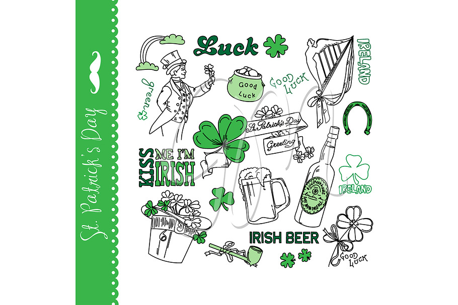 St Patricks Day doodles, Irish,green