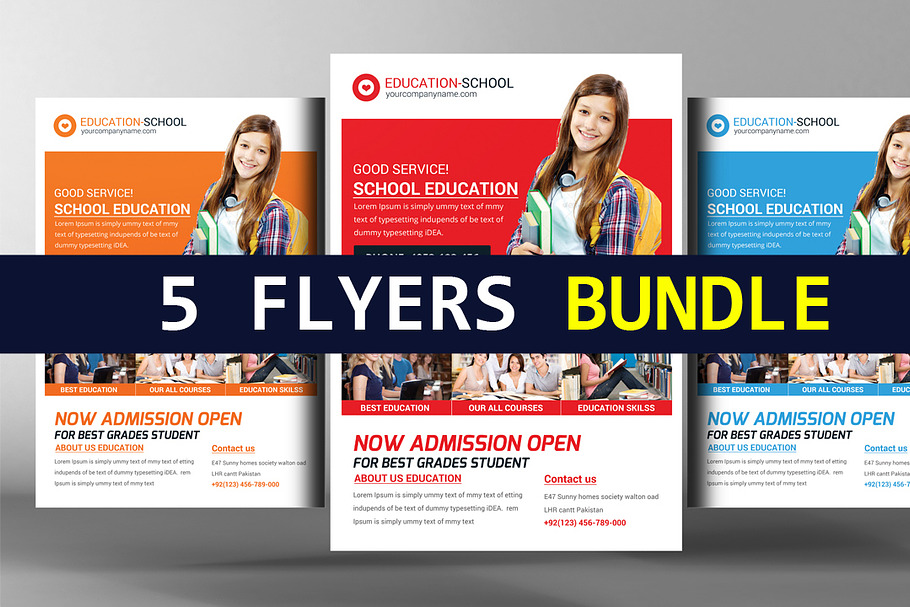 5 School Education Flyers Bundle