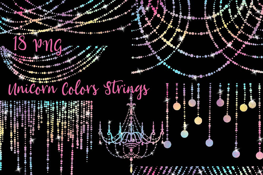 Unicorn String of Lights Clipart