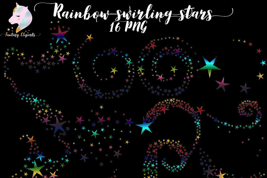 Rainbow Swirling Stars Clipart