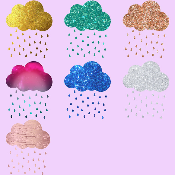 Rainbows & Clouds Clipart in Illustrations - product preview 1