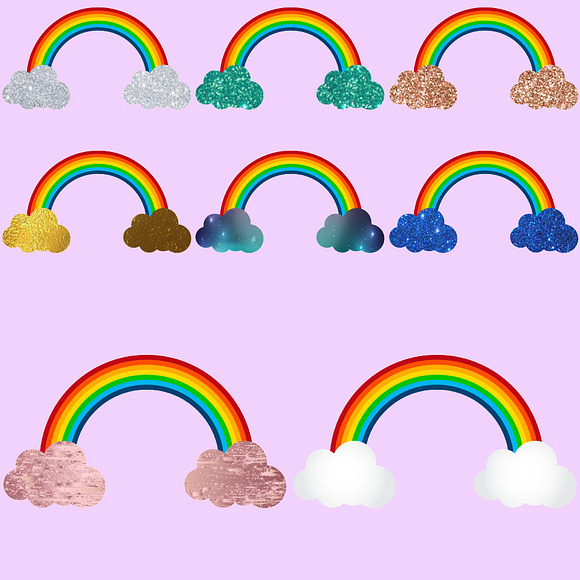 Rainbows & Clouds Clipart in Illustrations - product preview 2
