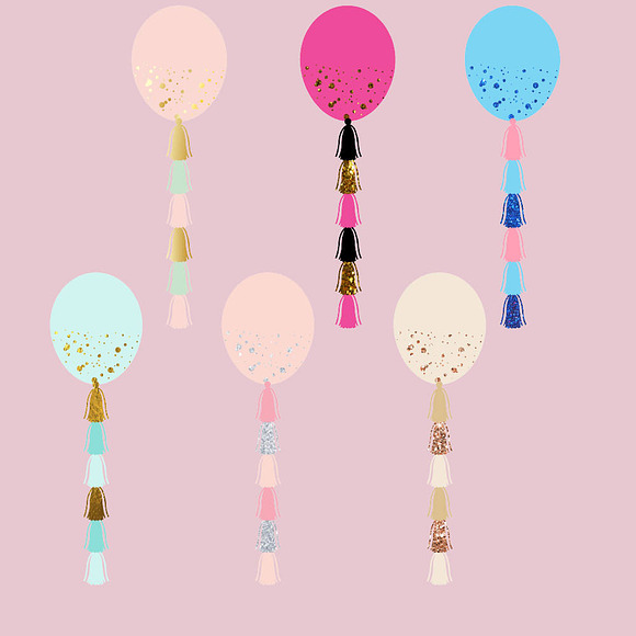 Balloon Tassels Clipart in Illustrations - product preview 1